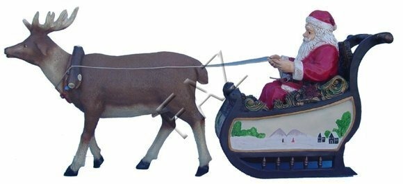Design Komplett Nikolaus Renntier Schlitten Statue Skulptur Figuren