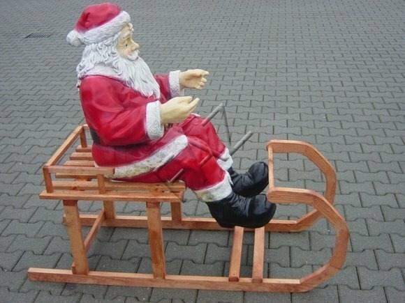 Design Weihnachtsmann Gross, Schlitten Statue Skulptur Figuren