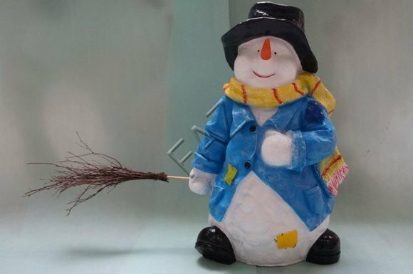 Design Schneemann in Mantel Figur Garten Statue Skulptur Figuren