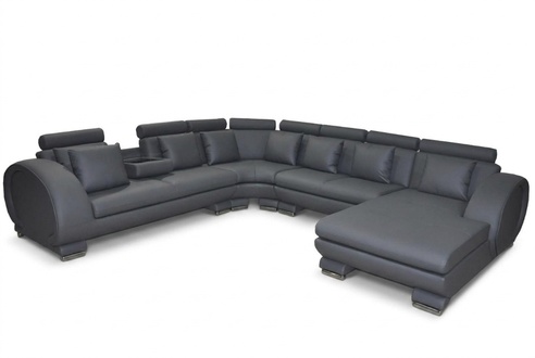 Eck Leder Sofa +USB Couch Polster Sitz Wohnlandschaft Design XXL U Form Garnitur