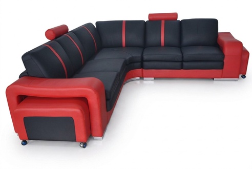 Eck Sofa Couch Polster Eck Sitz Leder Garnitur Wohnlandschaft Beleuchtet