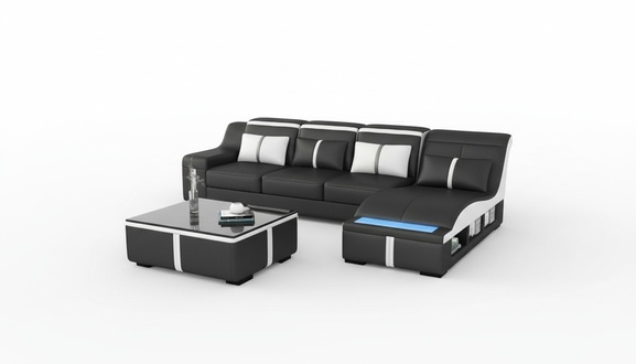 Eck Sofa Couch Polster Eck Sitz L Form Leder Garnitur Wohnlandschaft