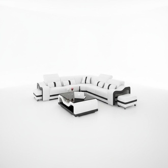 Eckcouch Sitzpolster Eckgarnitur Wohnlandschaft Sofa Couch Hocker Couchtisch Neu