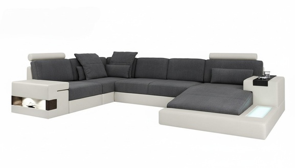 Ecke Ecksofa U-Form Wohnlandschaft Sofa Couch Polster Stoff Sofas Leder Neu