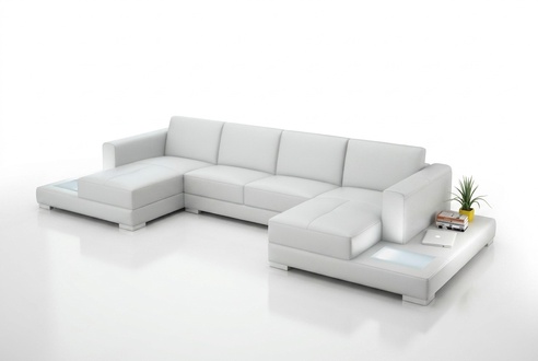 Ecke Ecksofa U-Form Wohnlandschaft Sofa Couch Polster Garnitur Stoff Sofas Leder