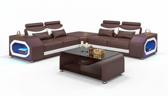 Eckgarnitur Ecksofa L Form Ledersofa Couch Sofa Braun Luxus Moderne