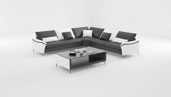 Eckgarnitur Ledersofa Ecksofa L Form Design Couch Sofa Schwarz Luxus