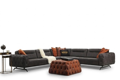 Eckgarnitur Stoffsofa Ecksofa L form Couch Grau Sofa Polstersofa Möbel
