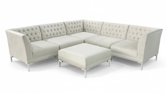 ecksofa beige chamgpaner weiße chesterfield couch textil luxus möbel eckgarnitur