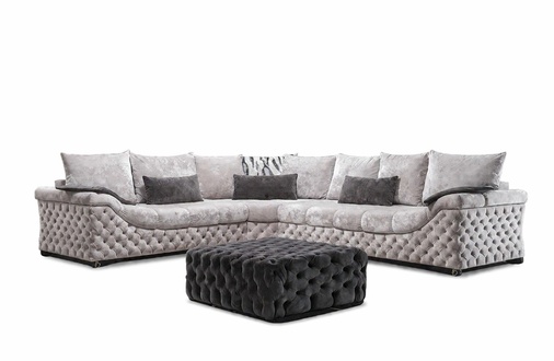 Ecksofa Beige Design Couch Holz mit Textil Wohnzimmer L Form Sofas Neu