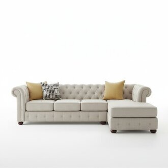 Ecksofa Beige Wohnlandschaft Couch Eckgarnitur Polster Chesterfield Möbel