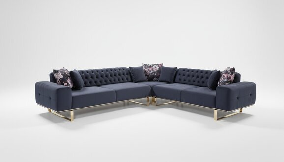 Ecksofa Couch Polster Möbel Garnitur Chesterfield Eckgarnitur Sofa Stoff