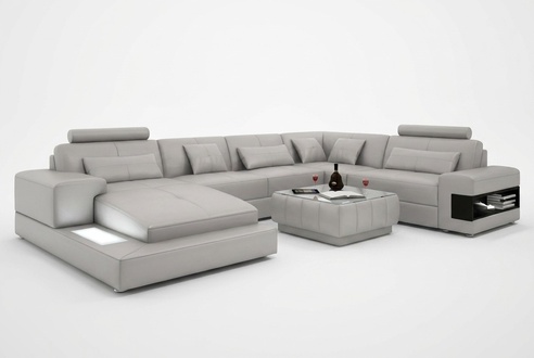 Ecksofa Couch Polster Wohnlandschaft Sofa 2tlg. Set Couchtisch Eck Garnitur