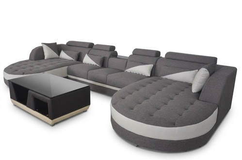 Wohnlandschaft Polster Eck Garnitur Designer Ledersofa mit USB Big Sofa 1103 Neu
