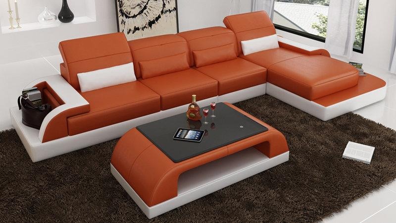 Ledersofa Couch Wohnlandschaft Ecksofa Modern Eck Dekor Garnitur Design
