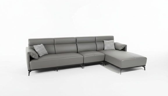 Ecksofa L-Form Wohnlandschaft Sofa Couch Polster Ecke Garnitur Graues Ledersofa