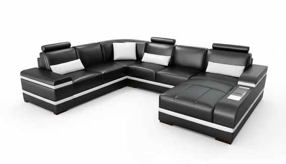 Ecksofa Ledersofa Big XXL U Form Wohnlandschaft Sofa Couch Garnitur Neu H2218