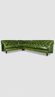Ecksofa Ledersofa Grün Polster Eck Couch Garnitur Sitz Design