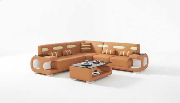 Ecksofa Ledersofa L Form Couch Sofa Braun Luxus Moderne Eckgarnitur