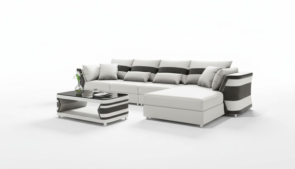 Ecksofa Ledersofa L Form Couch Sofa Weiß Luxus Moderne Eckgarnitur