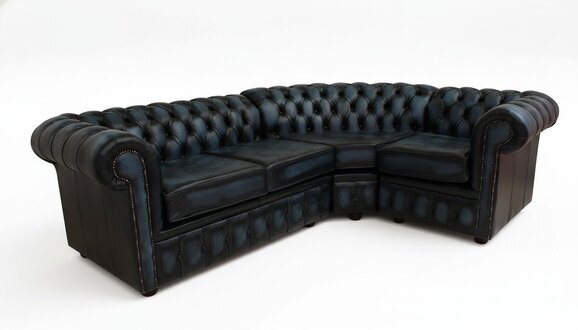 Ecksofa Ledersofa Polster Eck Couch Garnitur Sitz Schwarz Design