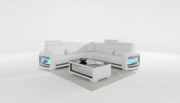 Ecksofa Luxus Eckgarnitur Ledersofa L Form Weiß Couch Sofa Design Neu