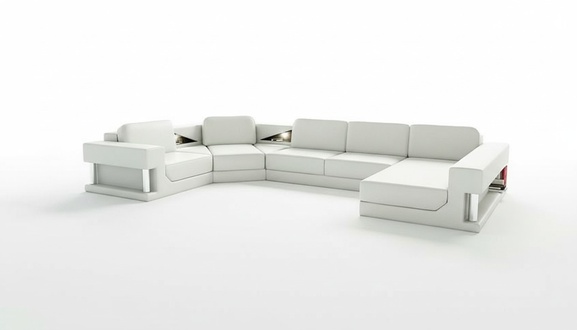 Ecksofa Moderne Leder Sofa Wohnlandschaft + USB Polster Eckgarnitur Design Couch