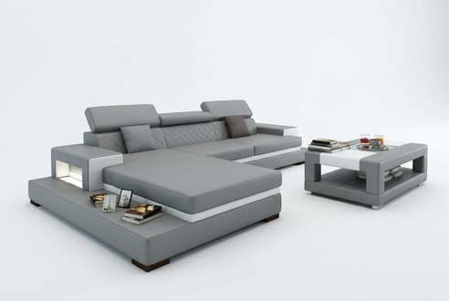 Ecksofa Polster Couch Sofa Wohnlandschaft Garnitur Sitz Eck Textil Leder