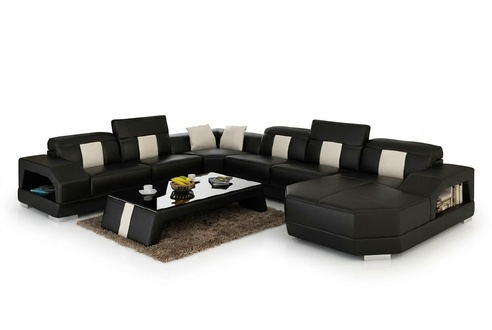 Ecksofa Polster Designer Sofa Couch Modernde Sofas U Form Leder +USB Eckgarnitur