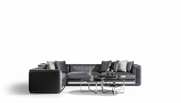 Ecksofa Sofa Couch Polster Sitz Ecke Garnitur L Form Holz mit Textil Neu