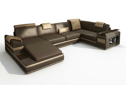 Ecksofa Sofa Couch Modern Polster Leder Garnitur Wohnlandschaft Ecke Wohn