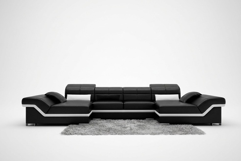 Ecksofa Sofa Couch Polster Wohnlandschaft Leder Ecke Garnitur U Form