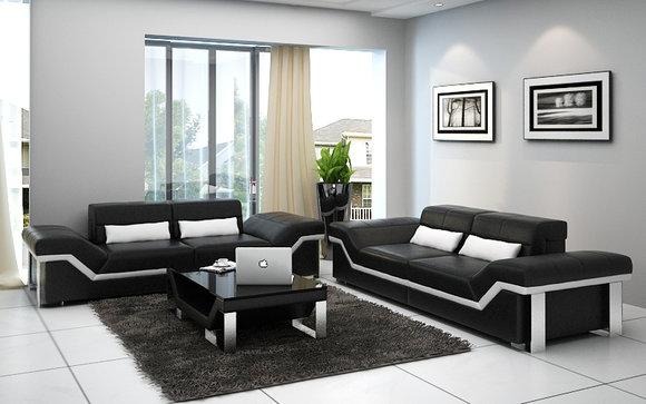 Ledersofa Sofa Couch Wohnlandschaft 3+3 Garnitur Design Modern Sofa
