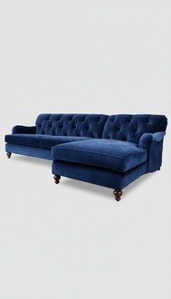 Ecksofa Sofa Couch Polster Blaue Chesterfield Eck Garnitur Couchen Sitz Textil
