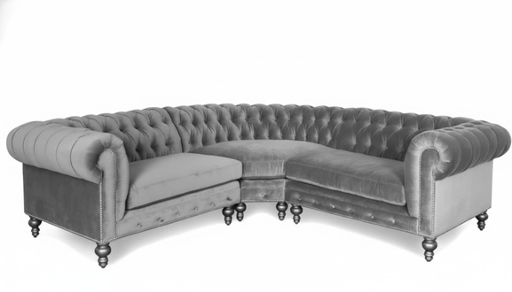 Ecksofa Sofa Couch Wohnlandschaft Eckgarnitur Sofas Couchen Chesterfield Silber