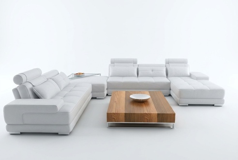 Ecksofa Sofa mit USB Wohnlandschaft Ledersofa XXL Designer Sofas Wolfhagen Weiß