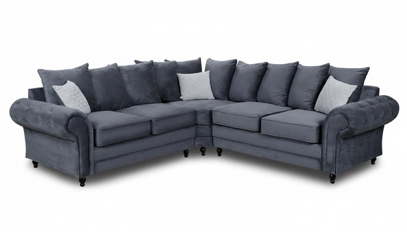 Ecksofa Sofa Stil Grau Sofa Polster Stoff Textil Möbel L-Form Couchen