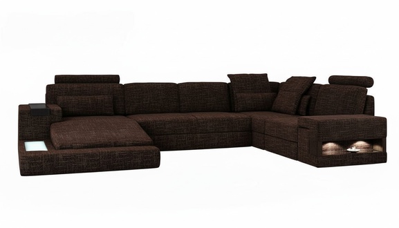 Ecksofa U-Form Moderne Sofa Ledersofa Ecksofa Polster Stoff Textil Design Sofa