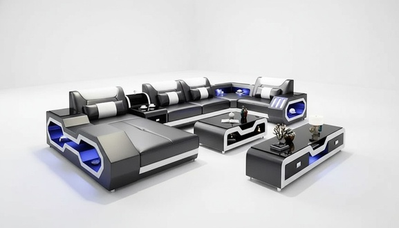 Ecksofa UForm Couchtisch Sideboard Ledersofa Wohnlandschaft Designer Sofa Set