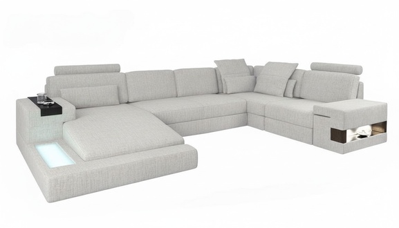 Ecksofa Wohnlandschaft Sofa Couch U Form Polster Couchen Textil Design Möbel Neu