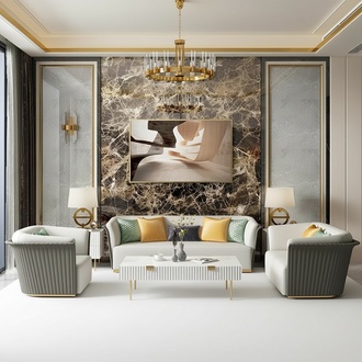 Edelstahl Couch Polster Sitz Garnitur Sofa 3+1 Leder Wohnzimmer