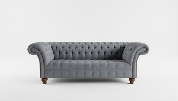 Edle Chesterfield Möbel Wohnzimmer Couch Leder Sofa Polster Graue