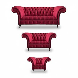 Edle Chesterfield Rosa Sitzgarnitur Wohnzimmer Designer Textil Couchen