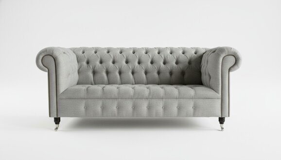 Edle Möbel Wohnzimmer Couch Leder Sofa Polster Chesterfield Graue