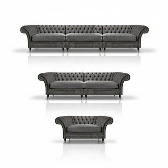 Edles Chesterfield Set Designer Polstermöbel Sofagarnitur 3tlg Sitzmöbel