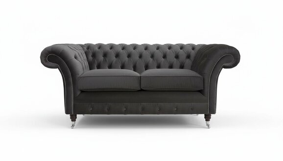 Edles Design Samt Chesterfield Couch Textil Stoff Sofa Designer 2 Sitzer Möbel