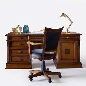 Einrichtung Arbeitszimmer Büro Möbel Tisch Sessel 2tlg Garnitur Barock