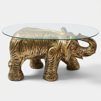 Elefant Beistell Couch Sofa Tisch Figur Glas Tische Möbel Wohnzimmer