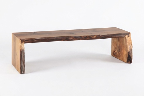 Elegante braune Holz-Sitzbank modern, stilvoll, komfortabel