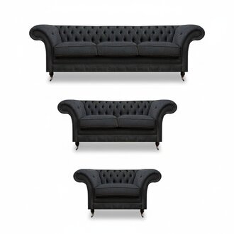 Elegante Graue Chesterfield Wohnzimmer Sofas Designer Couchen 3tlg Set